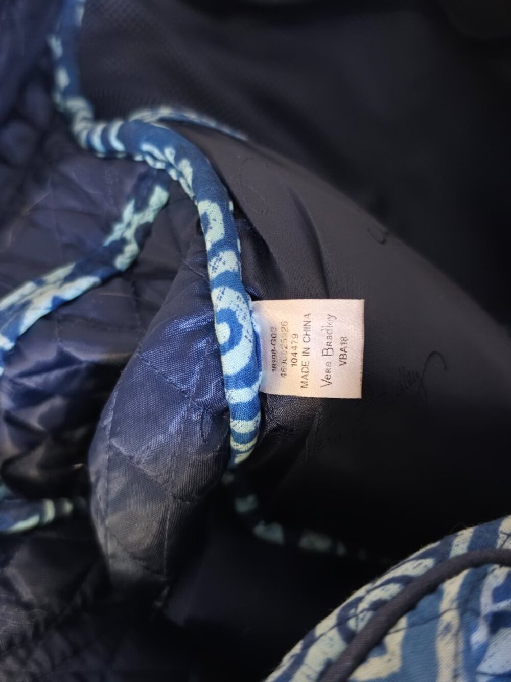 Vera Bradley Cuban Tiles Leighton Backpack Bookbag Small Travel Carry On Blue - Picture 10 of 12
